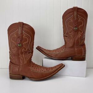Los Altos Boots 6X Cognac Ostrich Fashion Cowboy Western Boots Mens US 7 EE $370